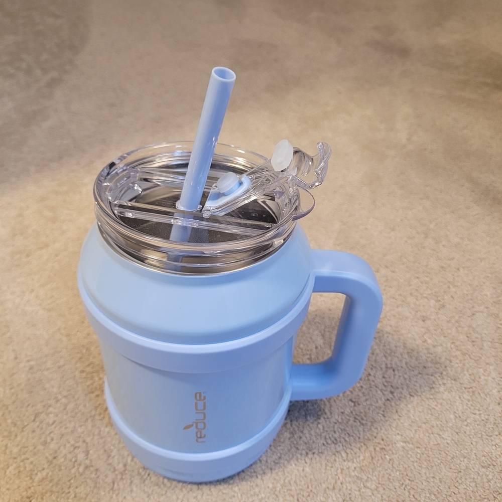 Reduce Blue Insulated Mug with Straw